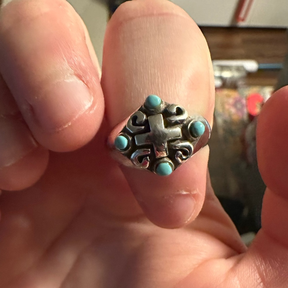 turquoise cross ring